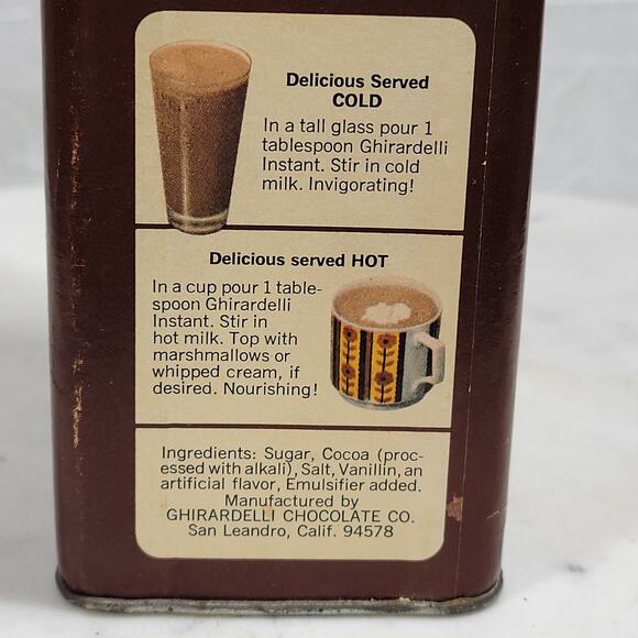 Ghirardelli Instant Chocolate Flavor Tin‎ Drink Powder 1Lb Vtg Easy Pour Spout - Picture 16 of 16
